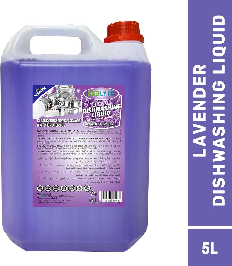 ECOLYTE+ Premium Lavender Dishwashing Liquid - 5L - Image 3